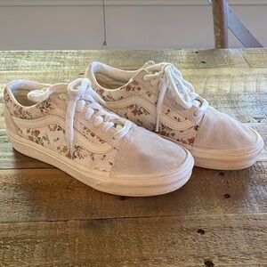 Vans White Floral Women's Sneakers